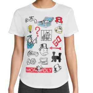 NWT Monopoly Graphic Short Sleeve White Tee Size Small